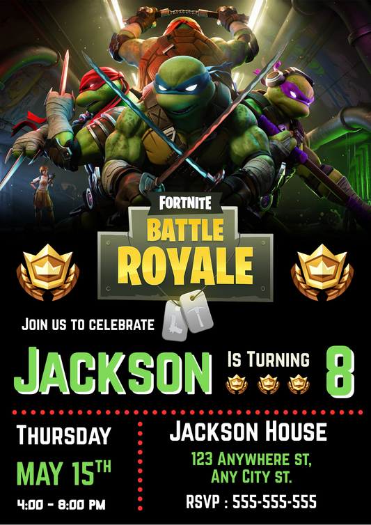 Fortnite X TMNT Birthday Invitation - CreativeRino
