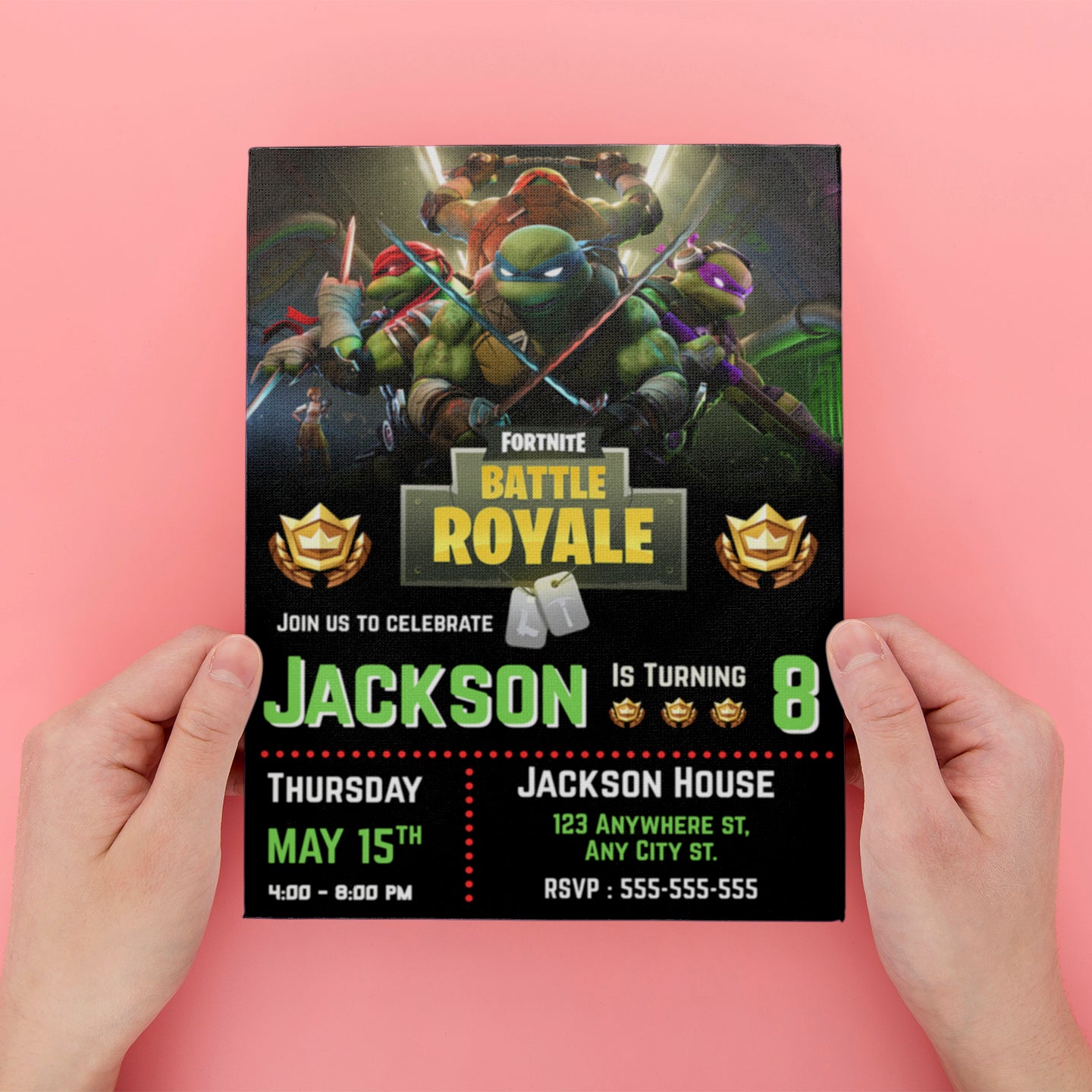 Fortnite X TMNT Birthday Invitation - CreativeRino