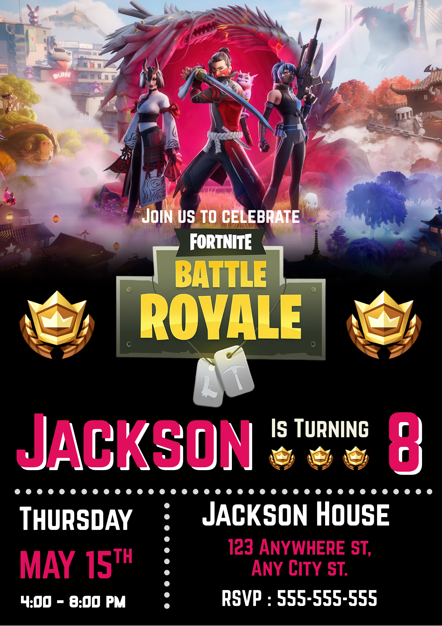 Fortnite Chapter 6 Season 1 Ghost Hunters Birthday Invitation - CreativeRino