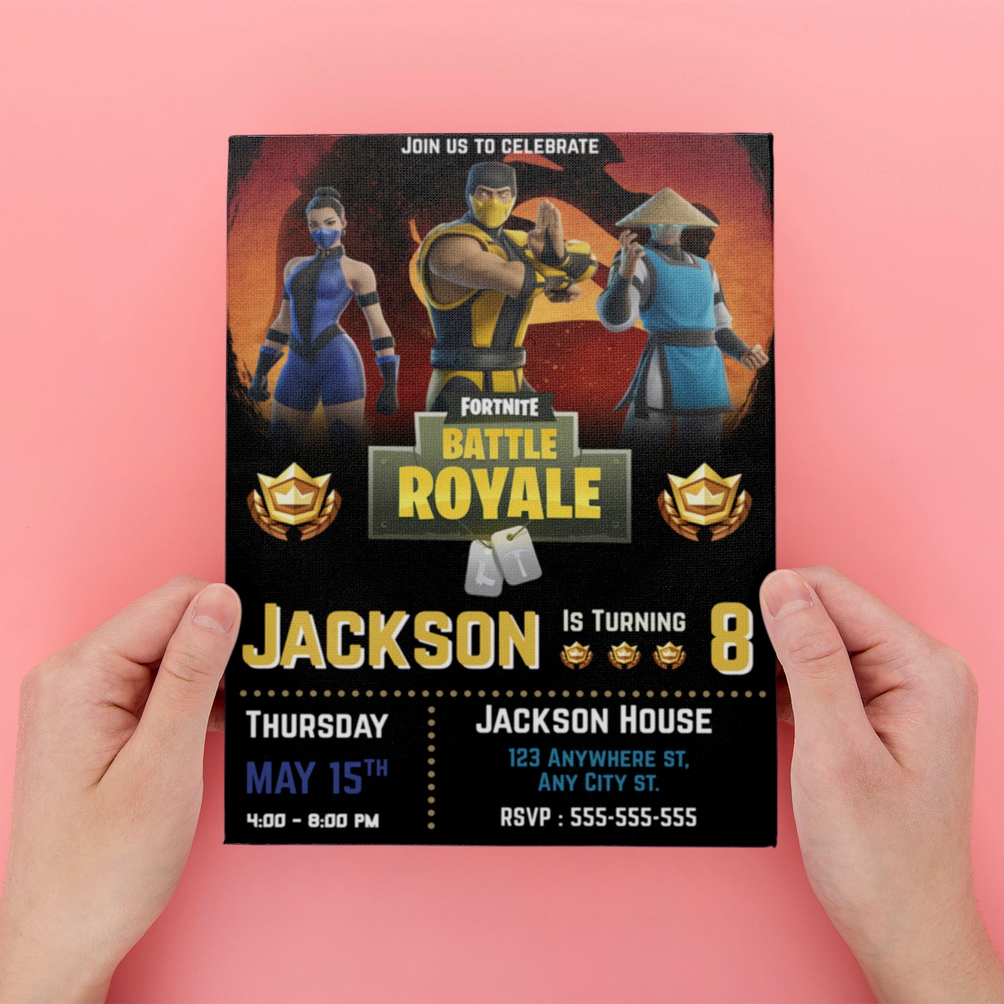 Fortnite Lawless Kitana X Scorpion Raiden Outfit Birthday Invitation - CreativeRino
