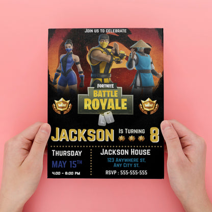 Fortnite Lawless Kitana X Scorpion Raiden Outfit Birthday Invitation - CreativeRino