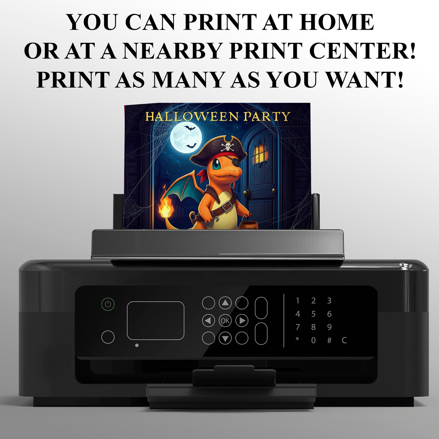 Charizard Halloween Birthday Party Invitation - CreativeRino