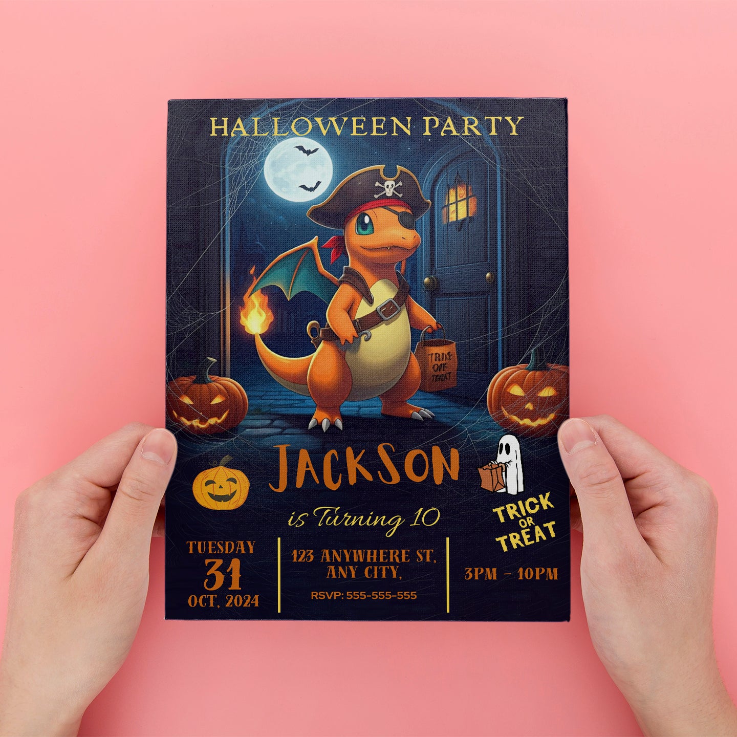 Charizard Halloween Birthday Party Invitation - CreativeRino
