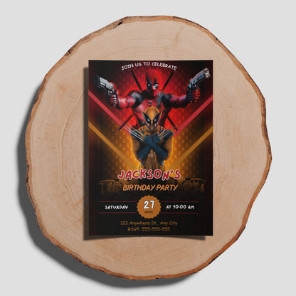 Deadpool & Wolverine Birthday Invitation Template - CreativeRino