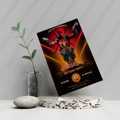 Deadpool & Wolverine Birthday Invitation Template - CreativeRino
