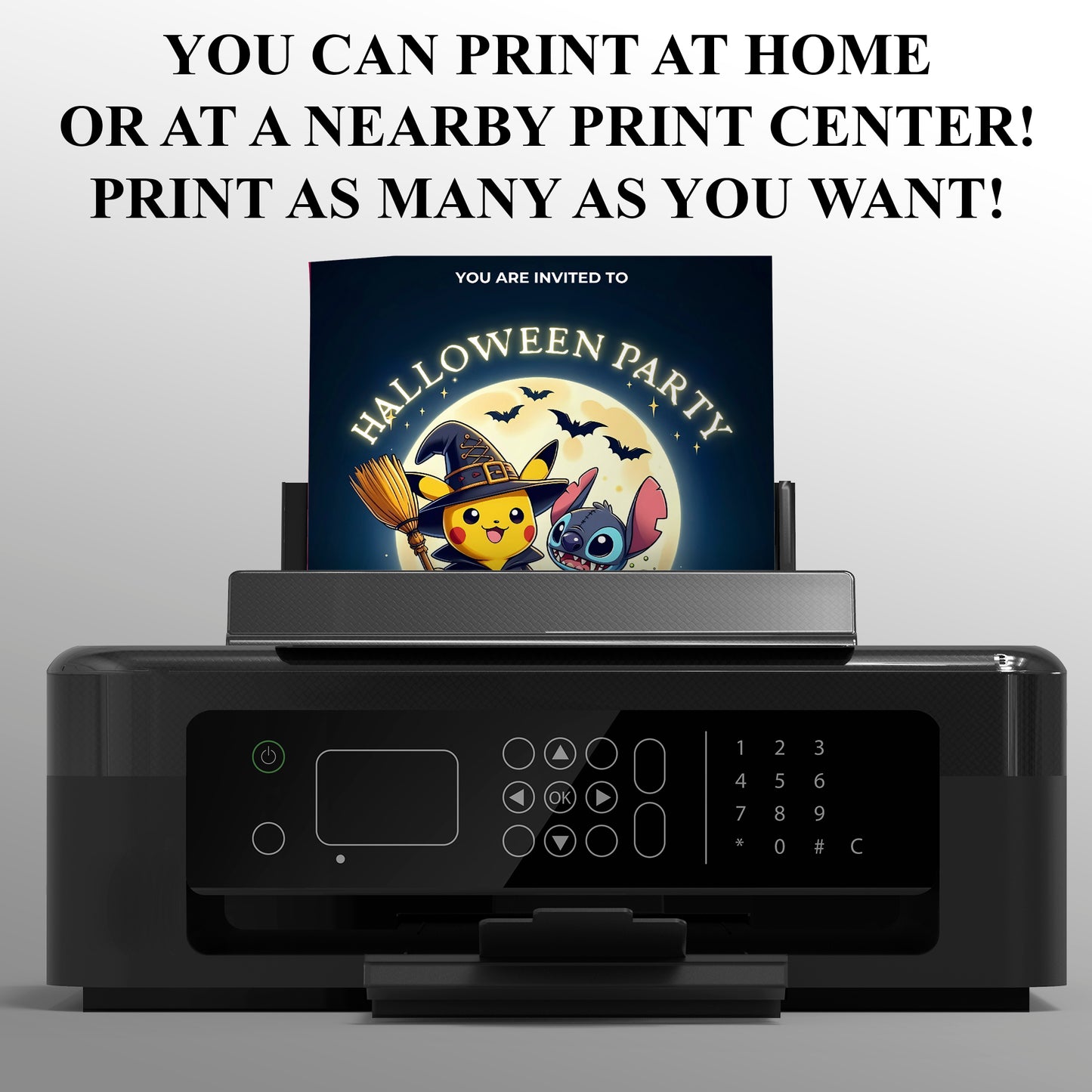 Pikachu Stitch Halloween Birthday Party Invitation - CreativeRino