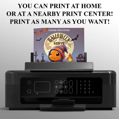 Charmander Halloween Birthday Party Invitation - CreativeRino