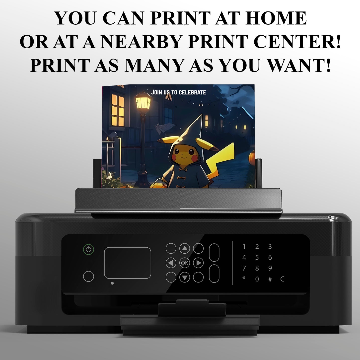 Pikachu Halloween Birthday Party Invitation - CreativeRino