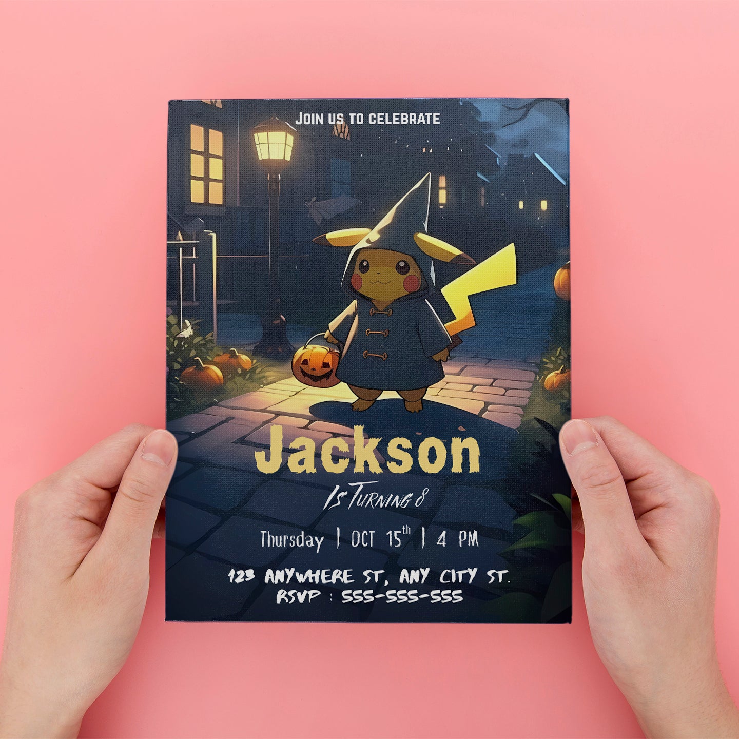 Pikachu Halloween Birthday Party Invitation - CreativeRino