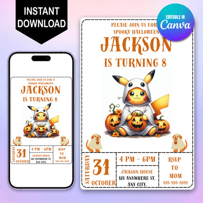Pikachu Halloween Party Invitation - CreativeRino
