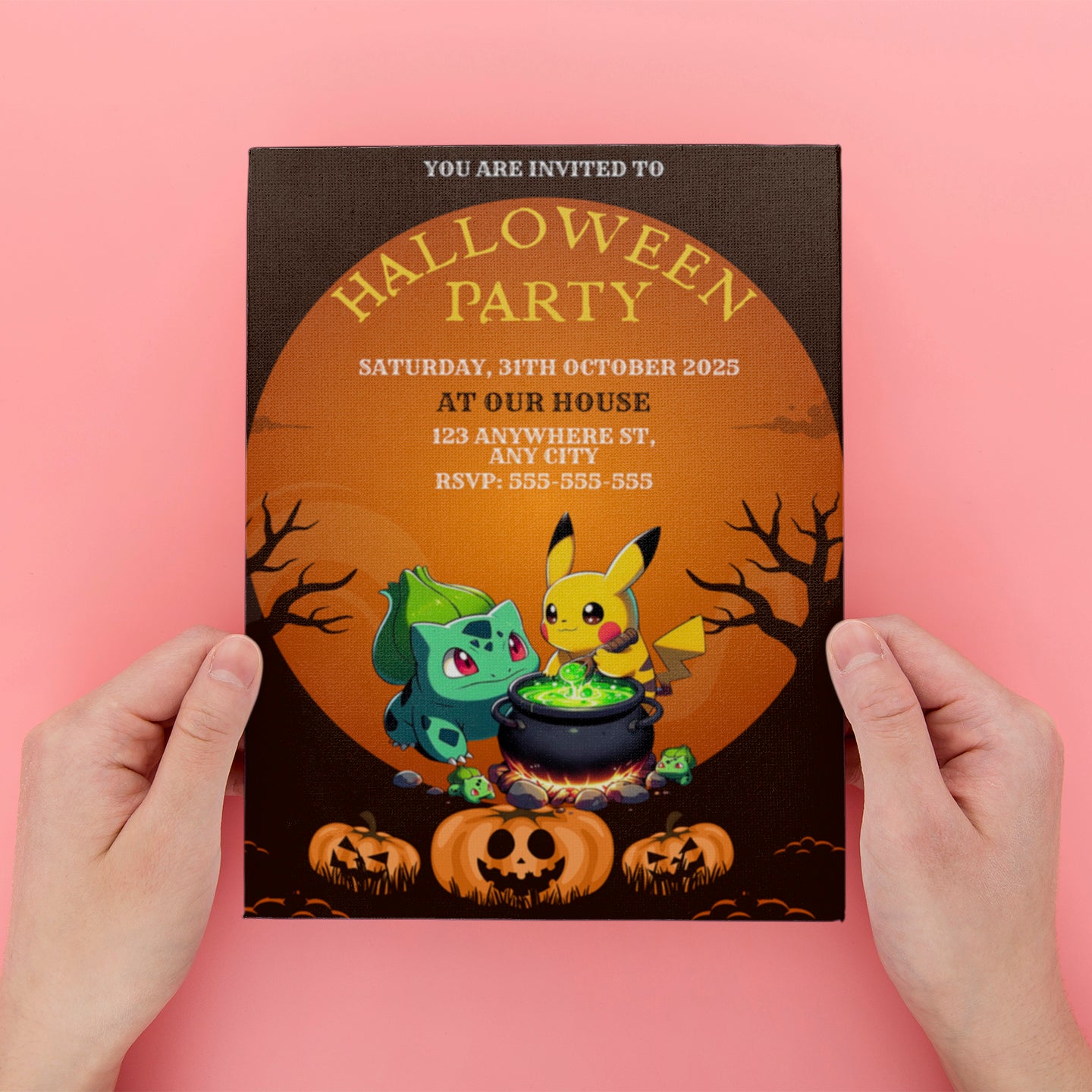Pikachu Bulbasaur Halloween Party Invitation - CreativeRino