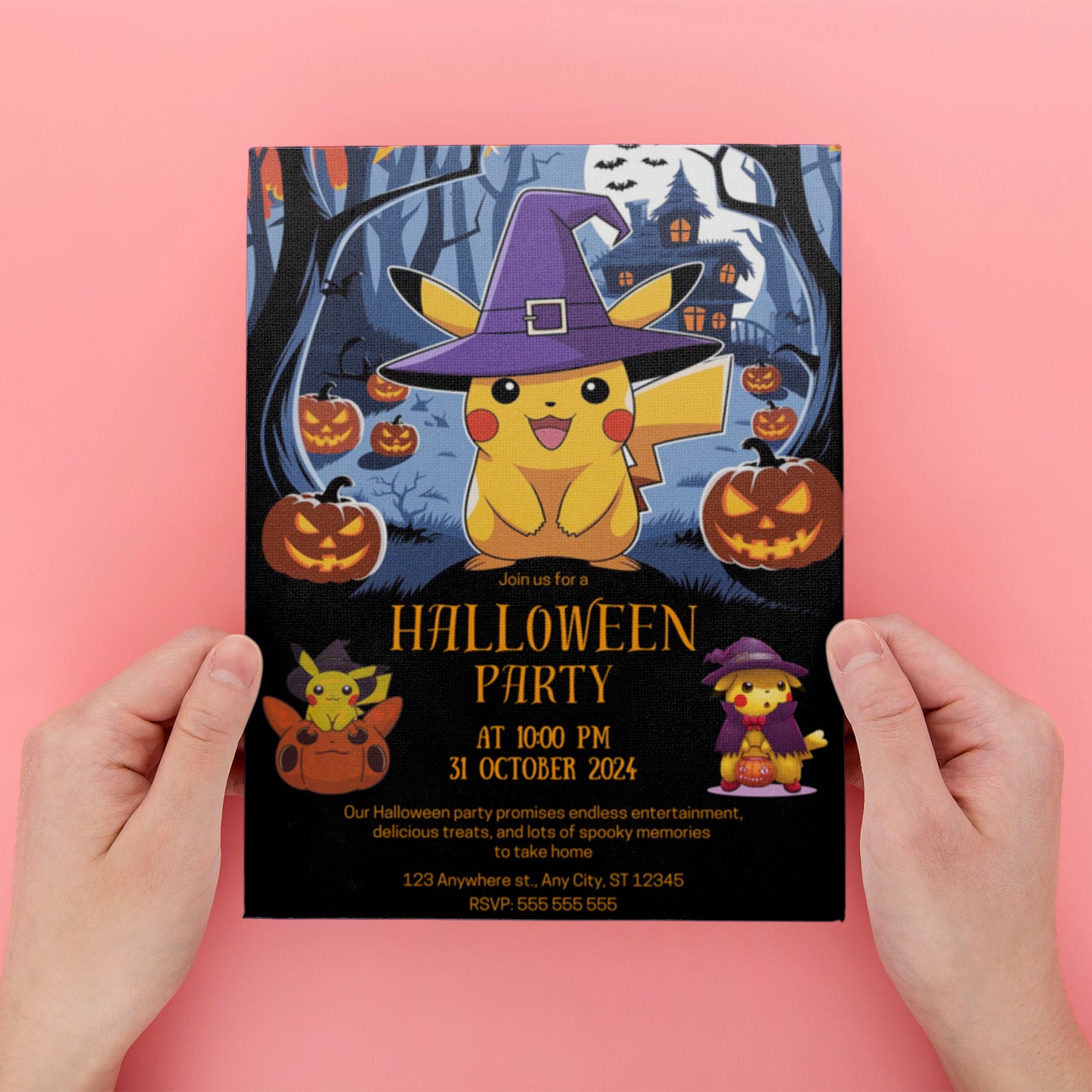 Pikachu Pokemon Halloween Party Invitation - CreativeRino