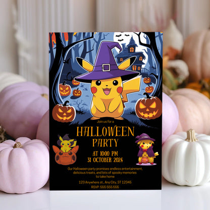 Pikachu Pokemon Halloween Party Invitation - CreativeRino