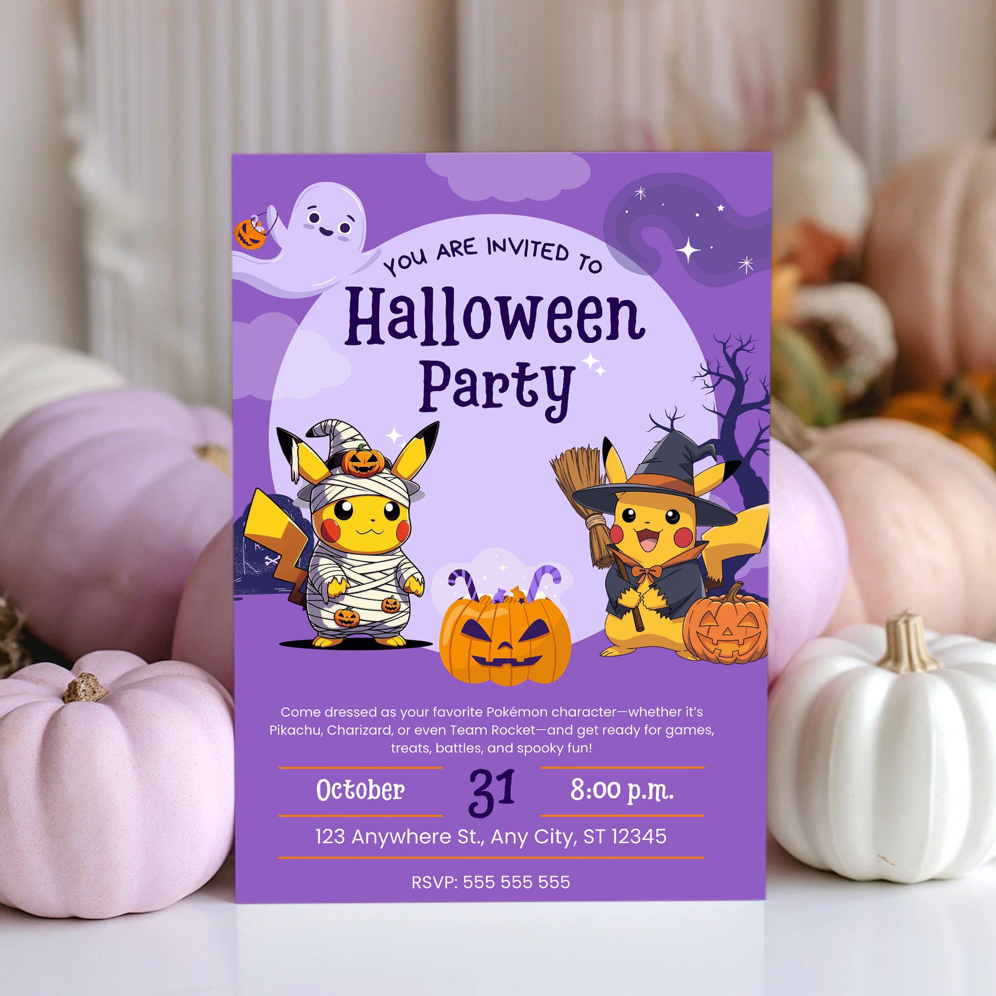 Pokemon Pikachu Halloween Party Invitation - CreativeRino
