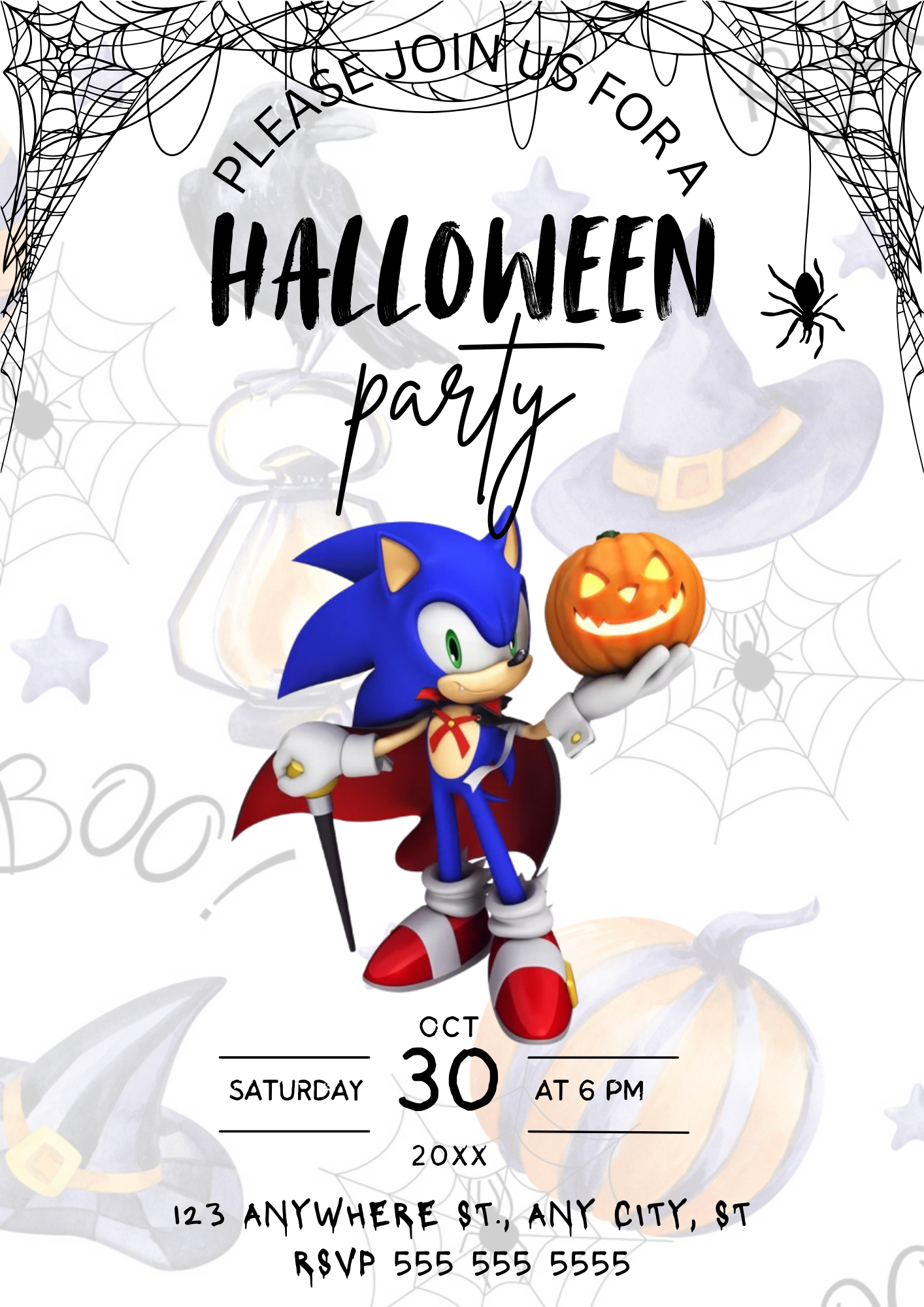 Editable Sonic Halloween Invite - CreativeRino