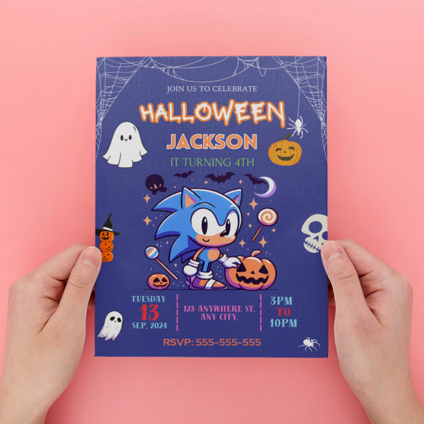 Editable Sonic Halloween Birthday Invite - CreativeRino
