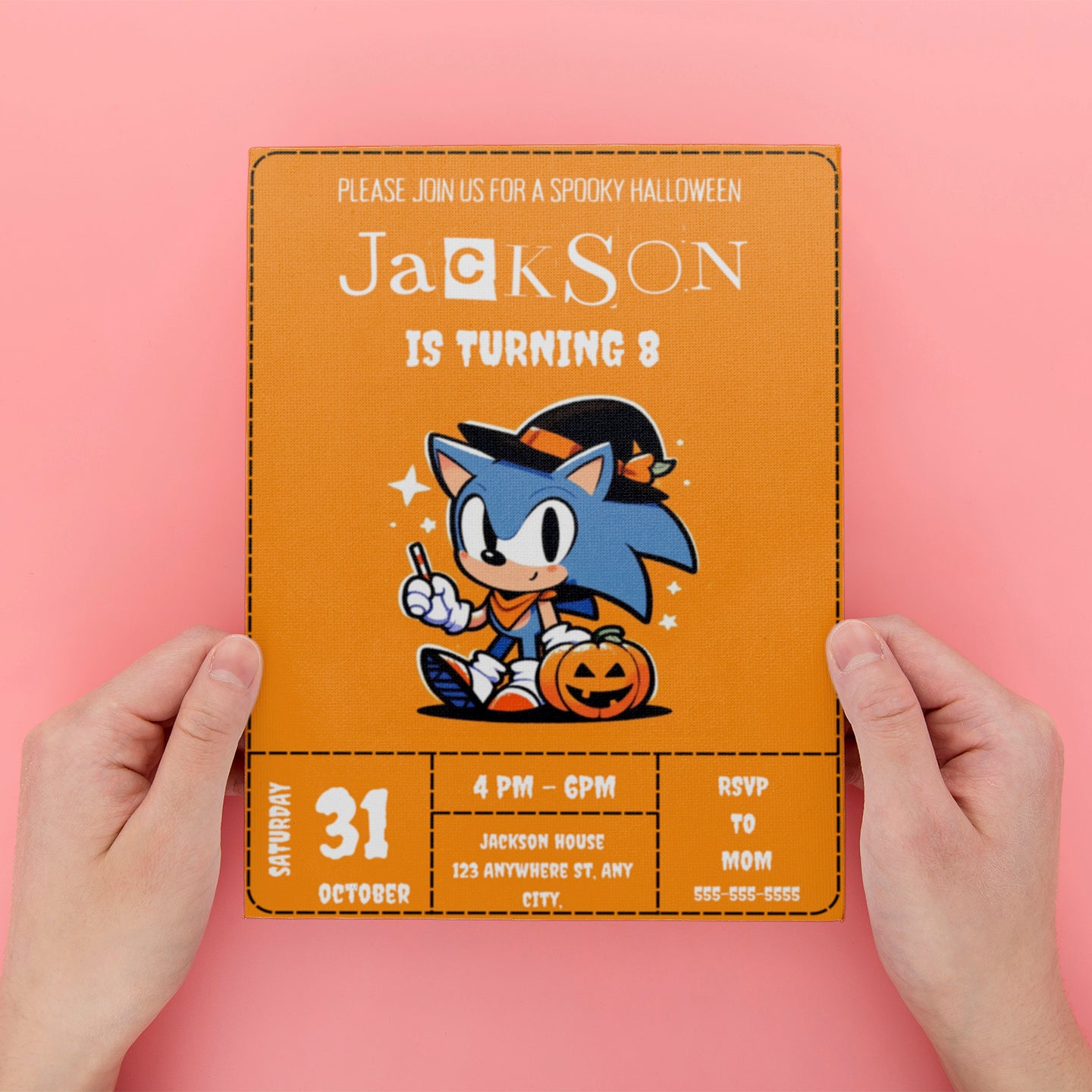 Super Sonic Halloween Birthday Invite - CreativeRino