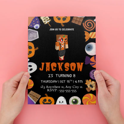 Minecraft Halloween Party Invitation - CreativeRino