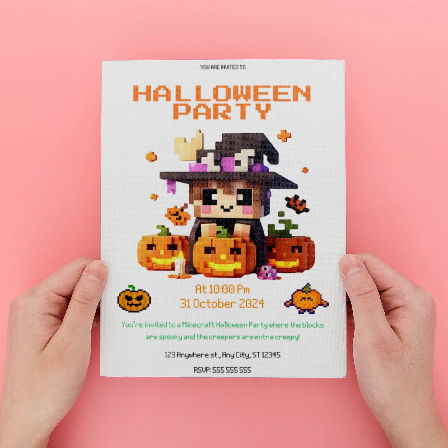 Minecraft Halloween Party Invitation - CreativeRino
