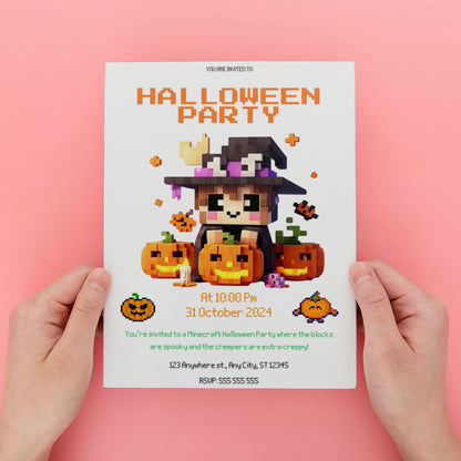 Minecraft Halloween Party Invitation - CreativeRino