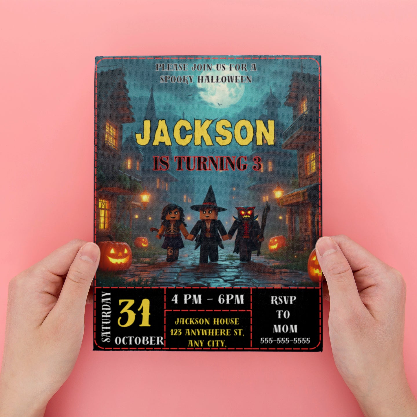 Minecraft Halloween Party Invitation - CreativeRino