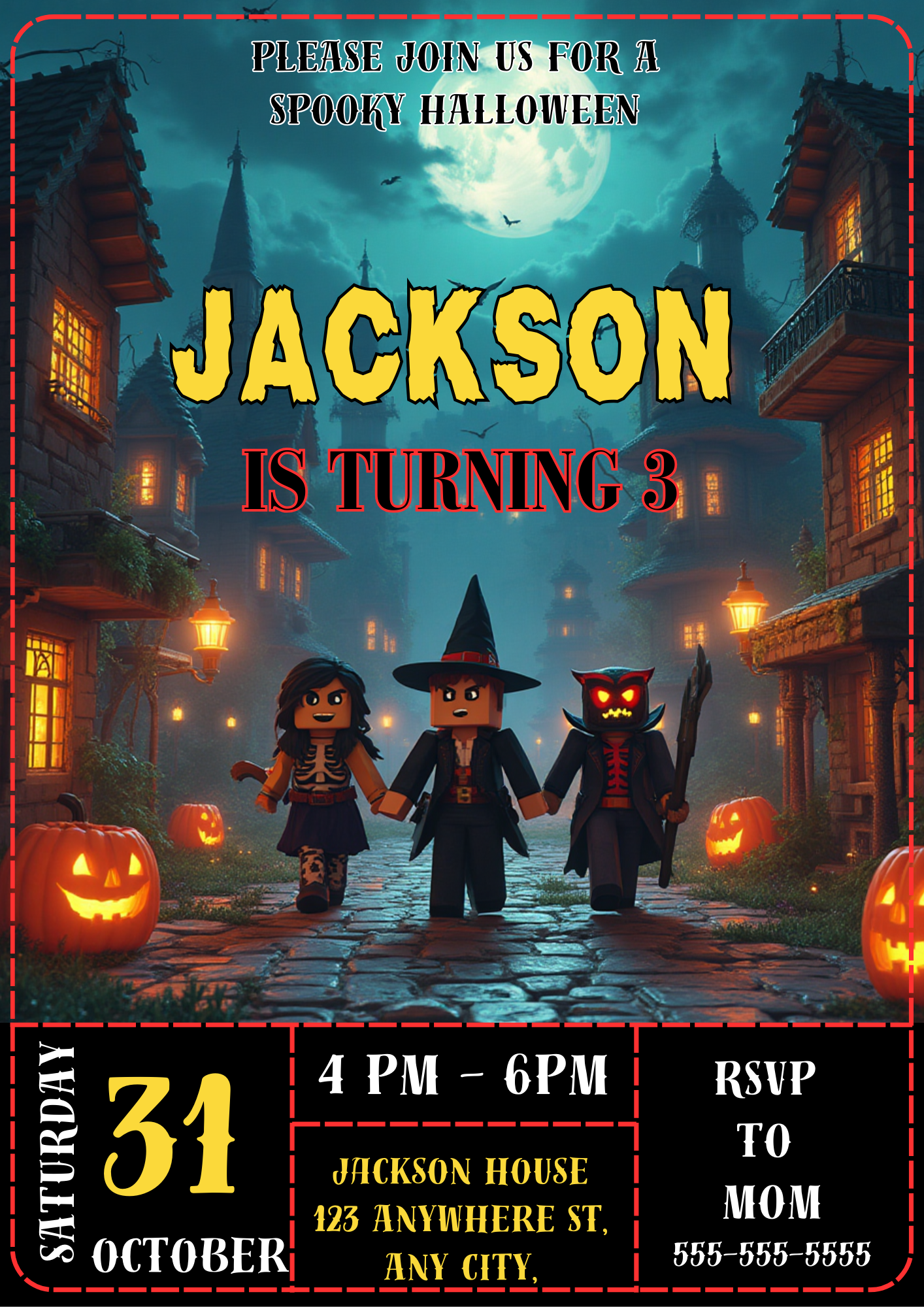 Minecraft Halloween Party Invitation - CreativeRino