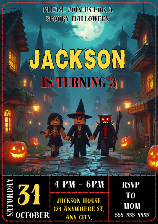 Minecraft Halloween Party Invitation - CreativeRino