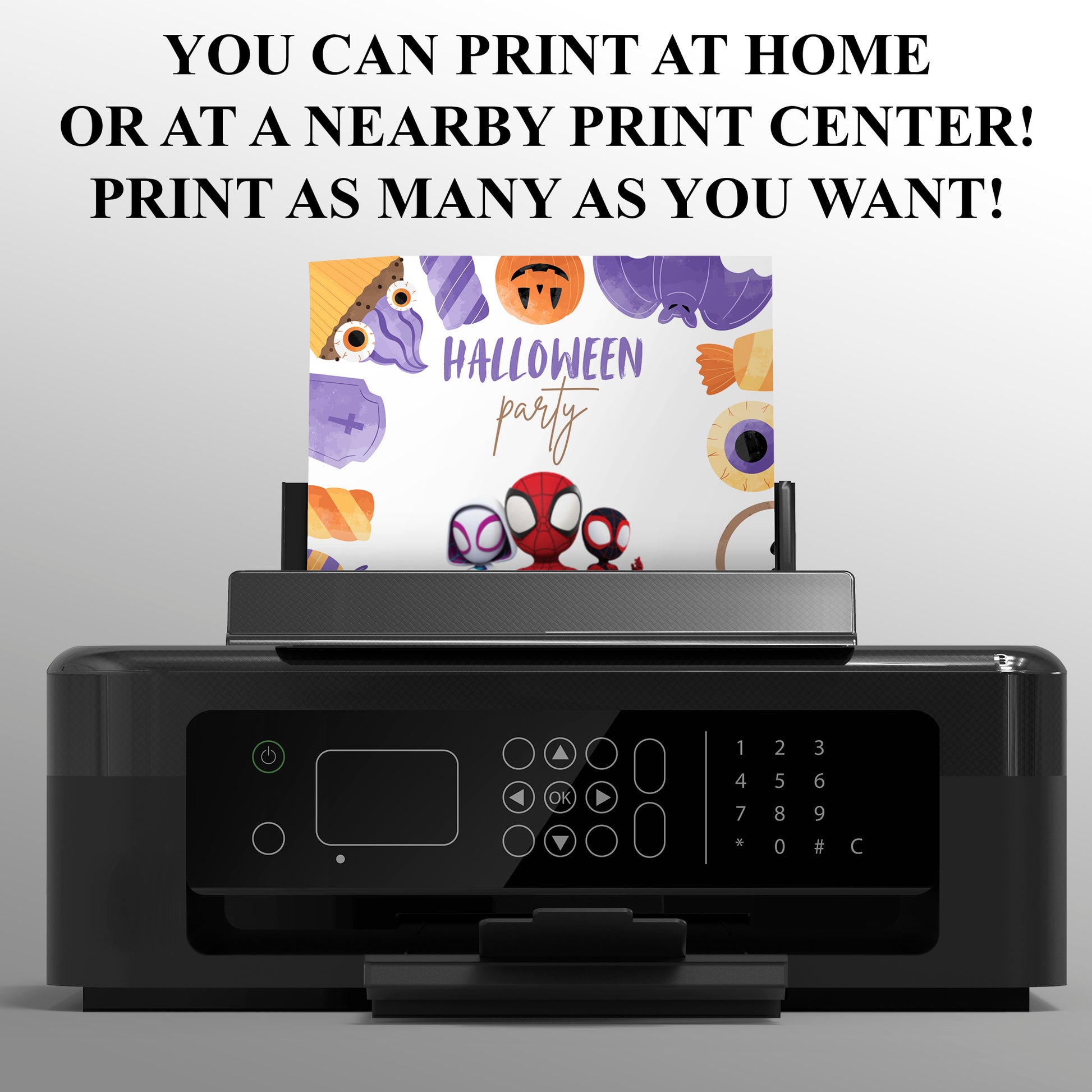 Editable Spidey and his Friends Halloween Invite - CreativeRino
