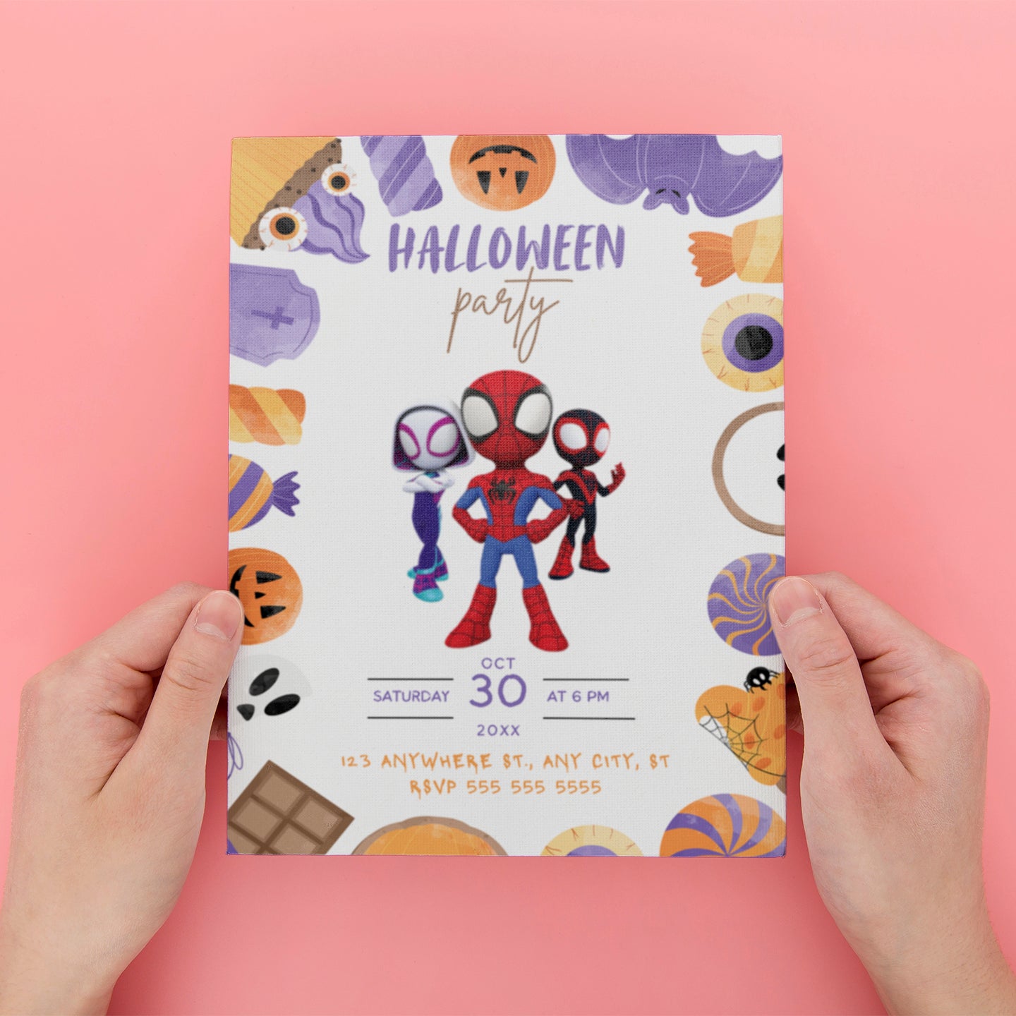 Editable Spidey and his Friends Halloween Invite - CreativeRino