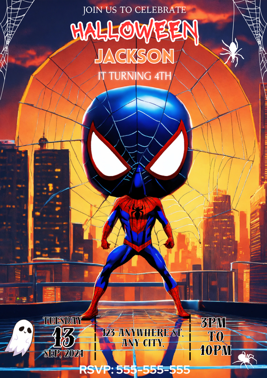 Editable Spiderman Halloween Invite - CreativeRino