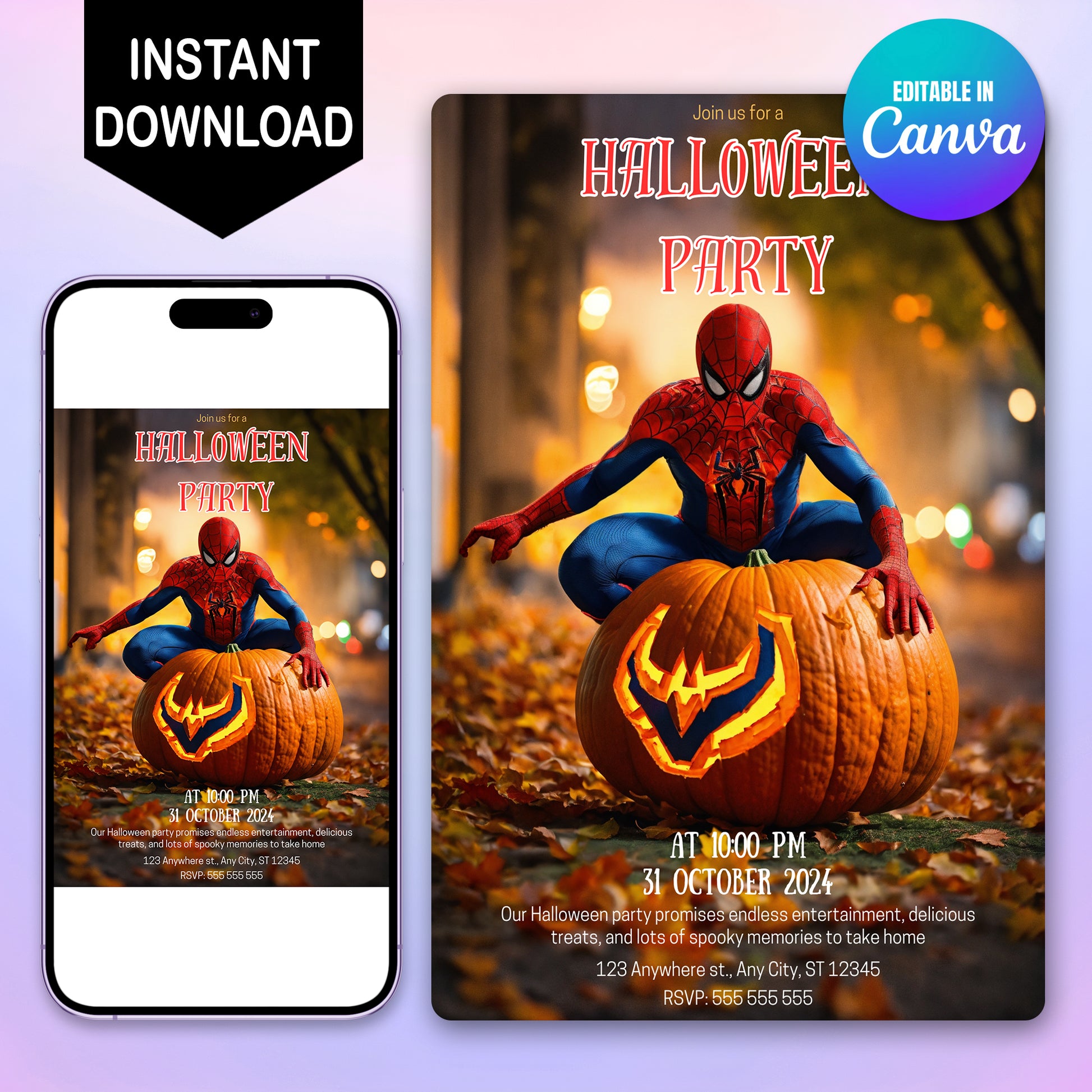 Editable Spidey Halloween Invitation - CreativeRino