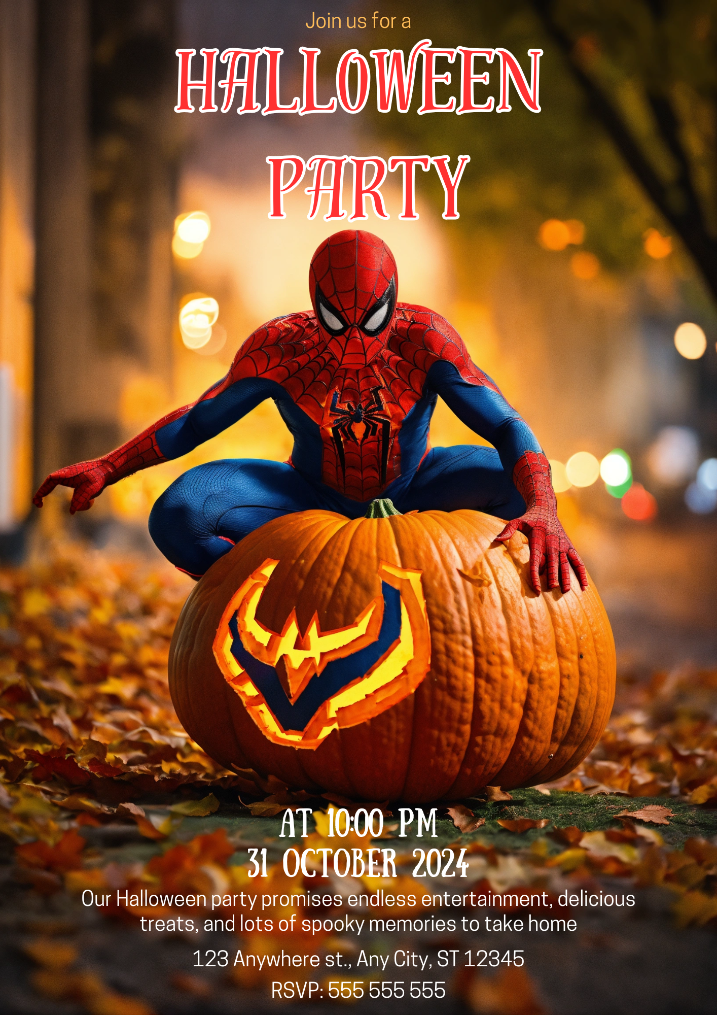 Editable Spidey Halloween Invitation - CreativeRino