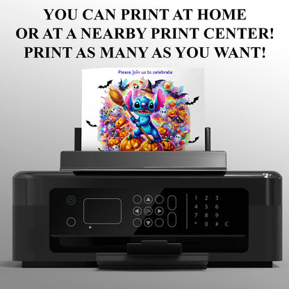 Stitch Halloween Birthday Party Invitation - CreativeRino