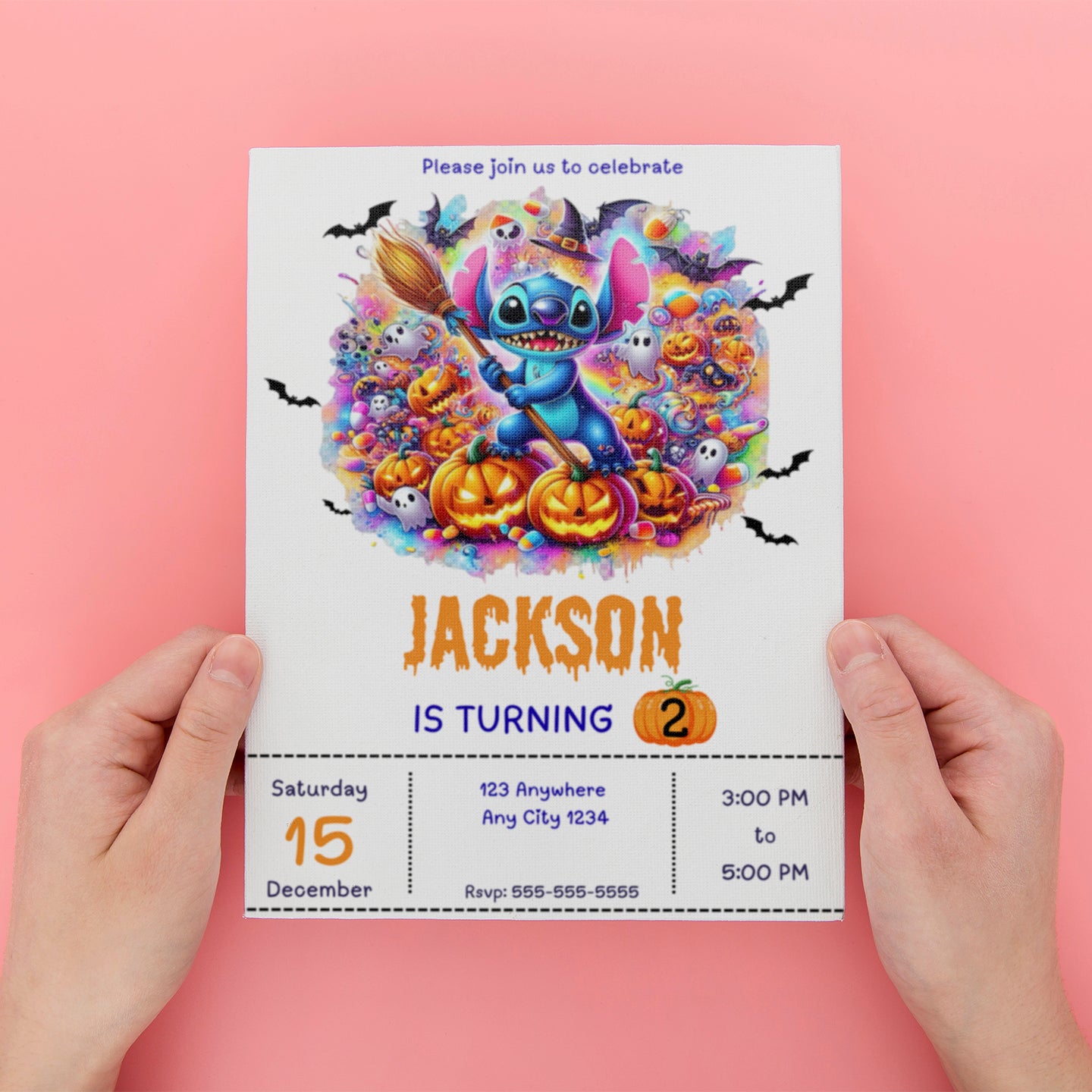 Stitch Halloween Birthday Party Invitation - CreativeRino