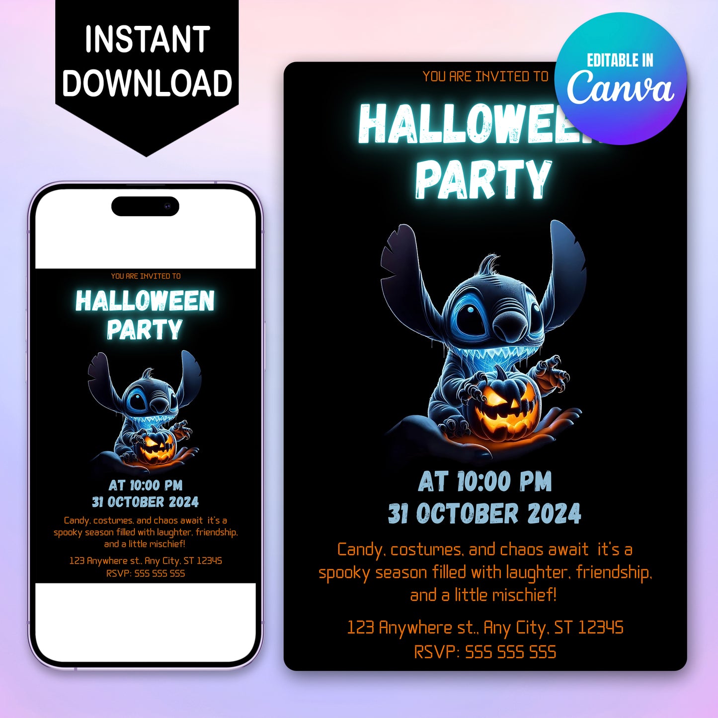 Stitch Halloween Party Invitation - CreativeRino