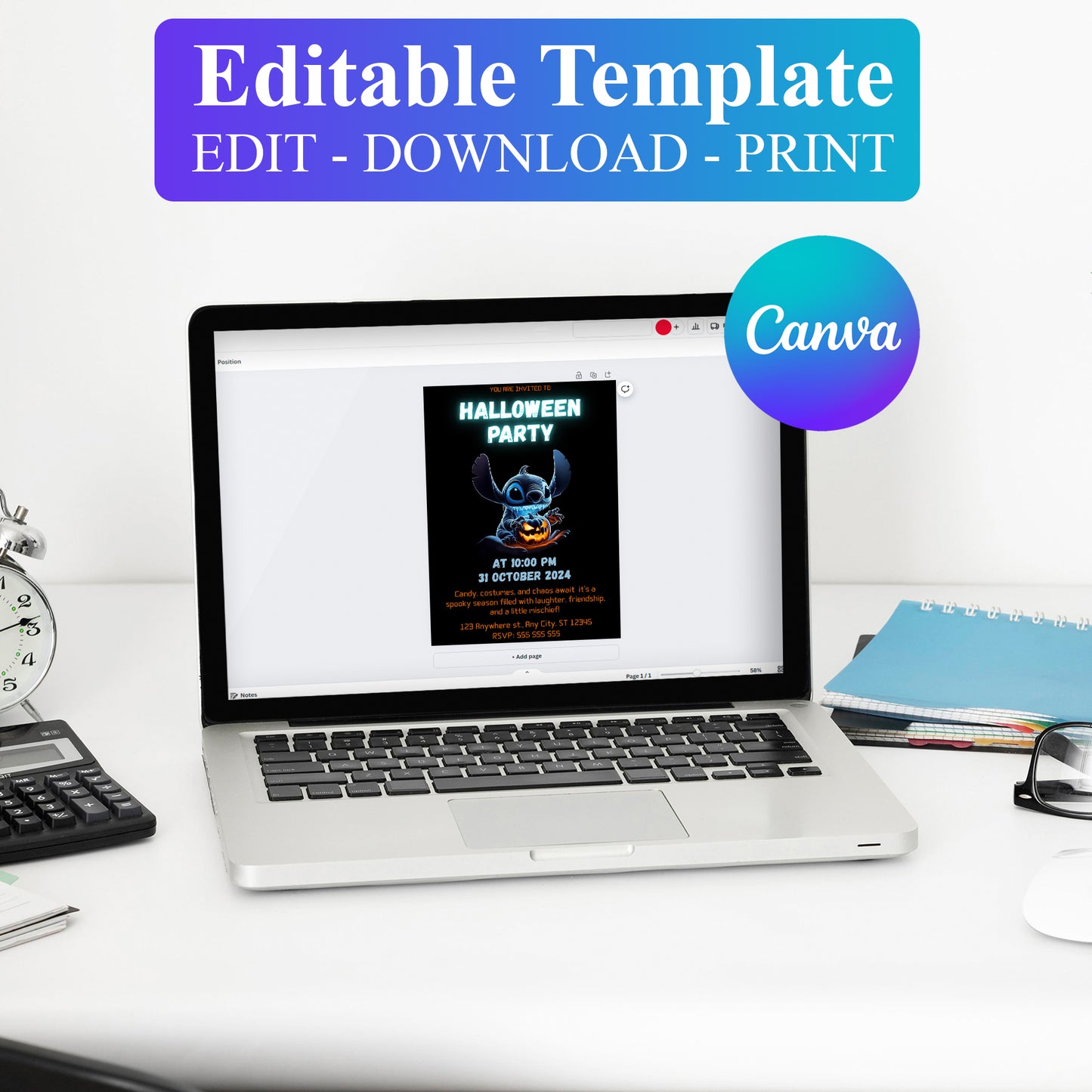 Stitch Halloween Party Invitation - CreativeRino