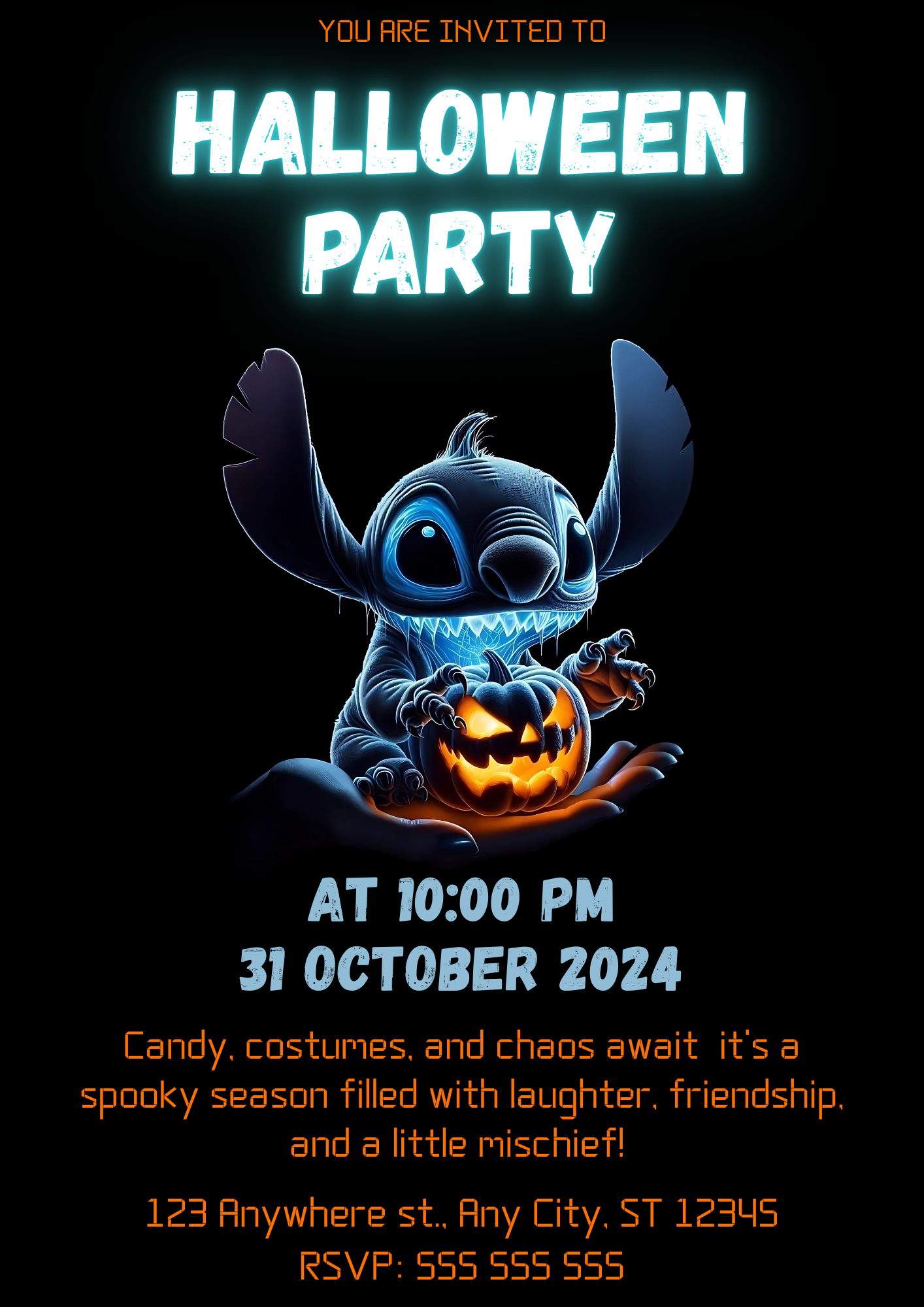 Stitch Halloween Party Invitation - CreativeRino