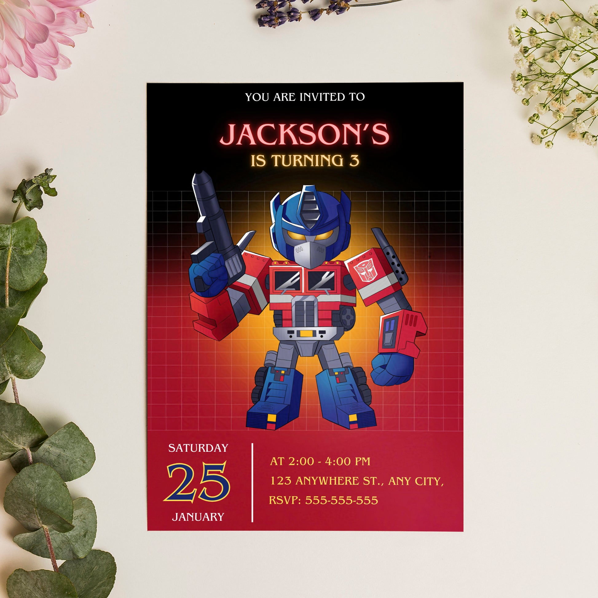Transformers One Birthday Invitation Template - CreativeRino