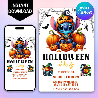 Pumpkin Stitch Halloween Party Invitation - CreativeRino
