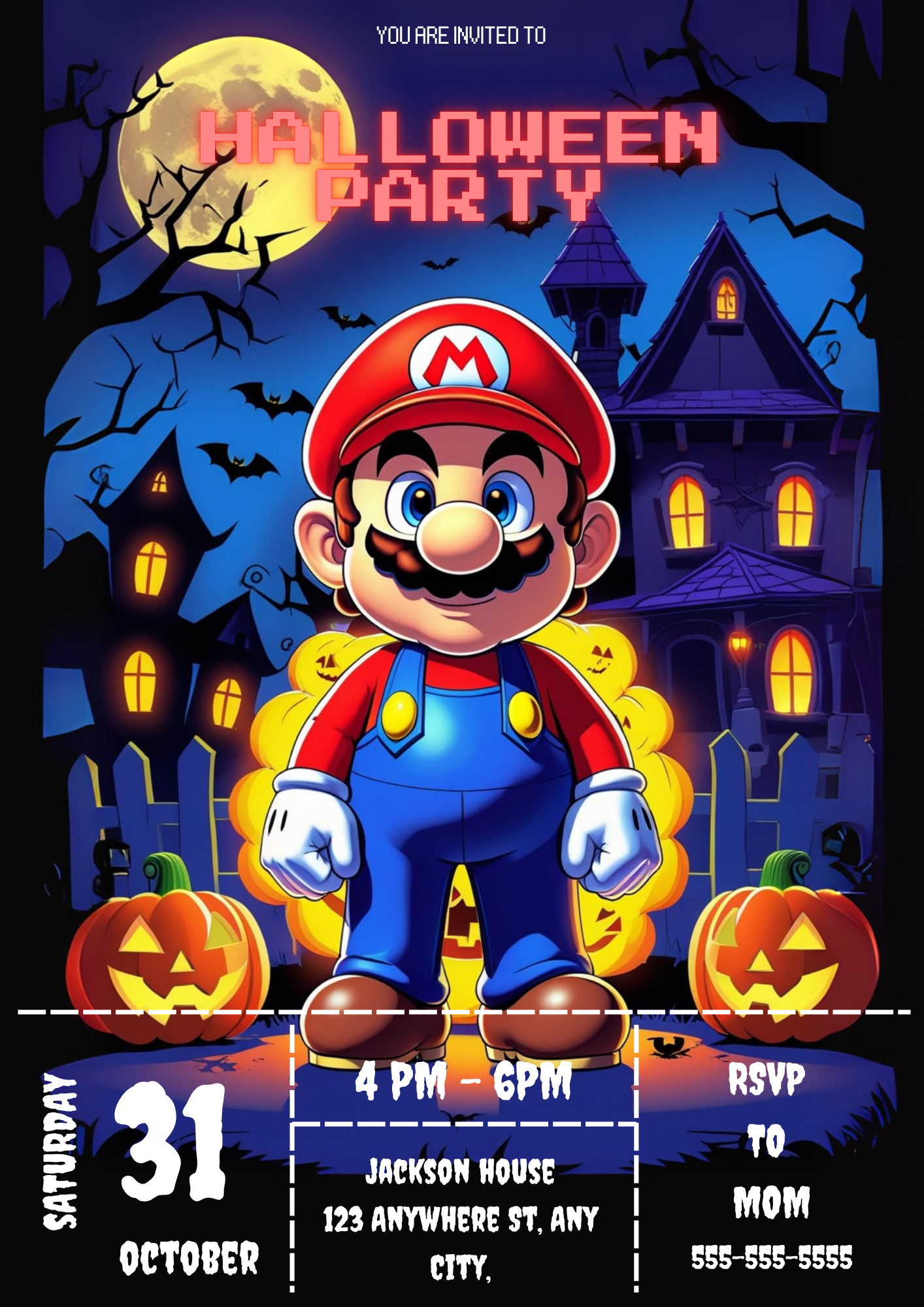 Mario Halloween Invitation - CreativeRino