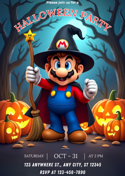 Super Mario Halloween Party Invitation - CreativeRino