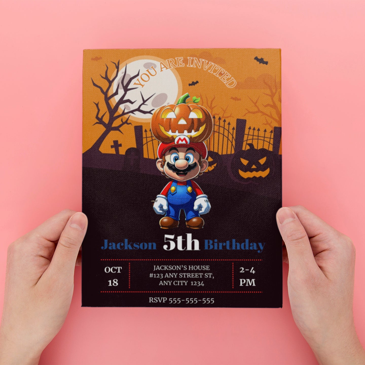 Super Mario Halloween Birthday Party Invitation - CreativeRino