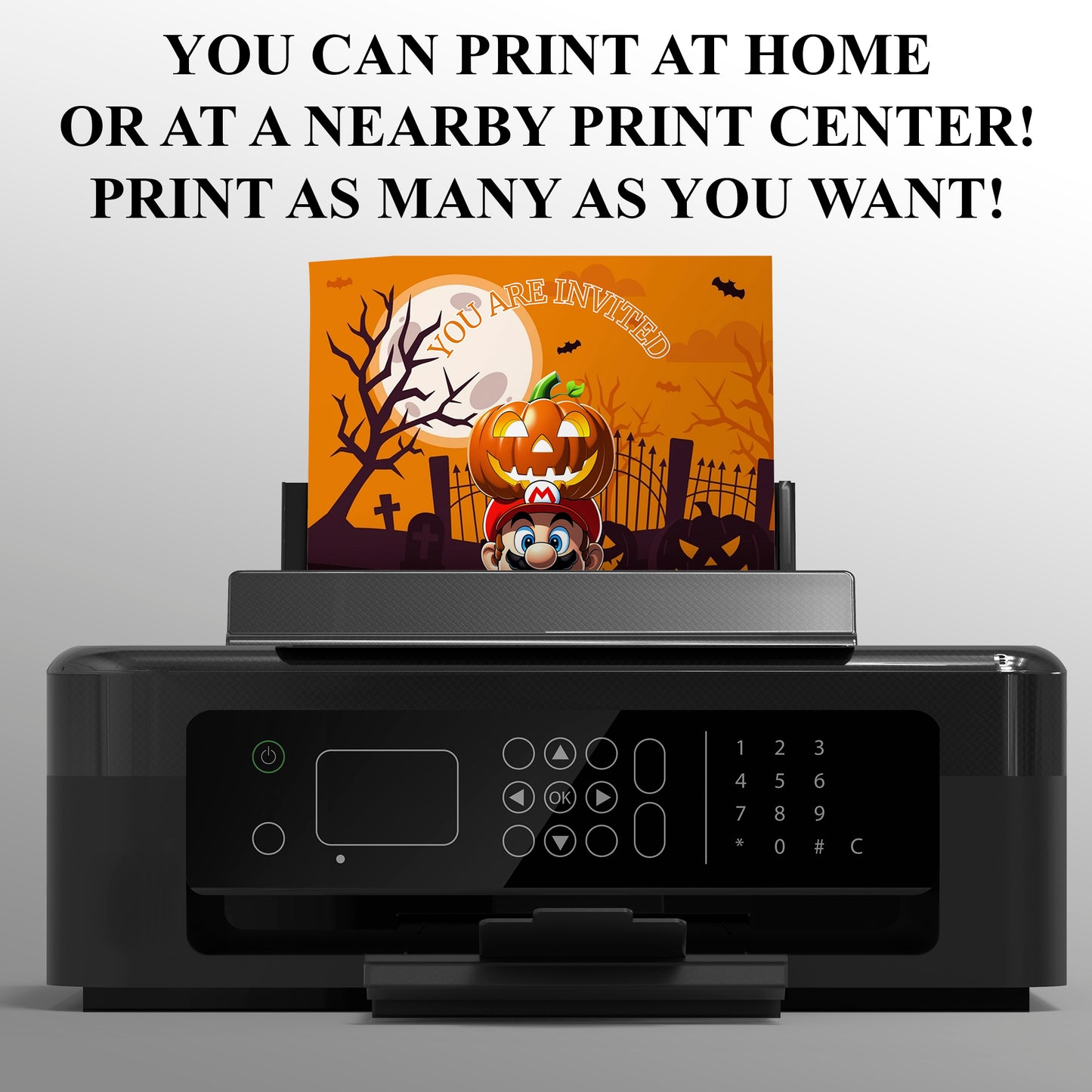 Super Mario Halloween Birthday Party Invitation - CreativeRino