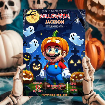 Super Mario Halloween Birthday Invitation - CreativeRino