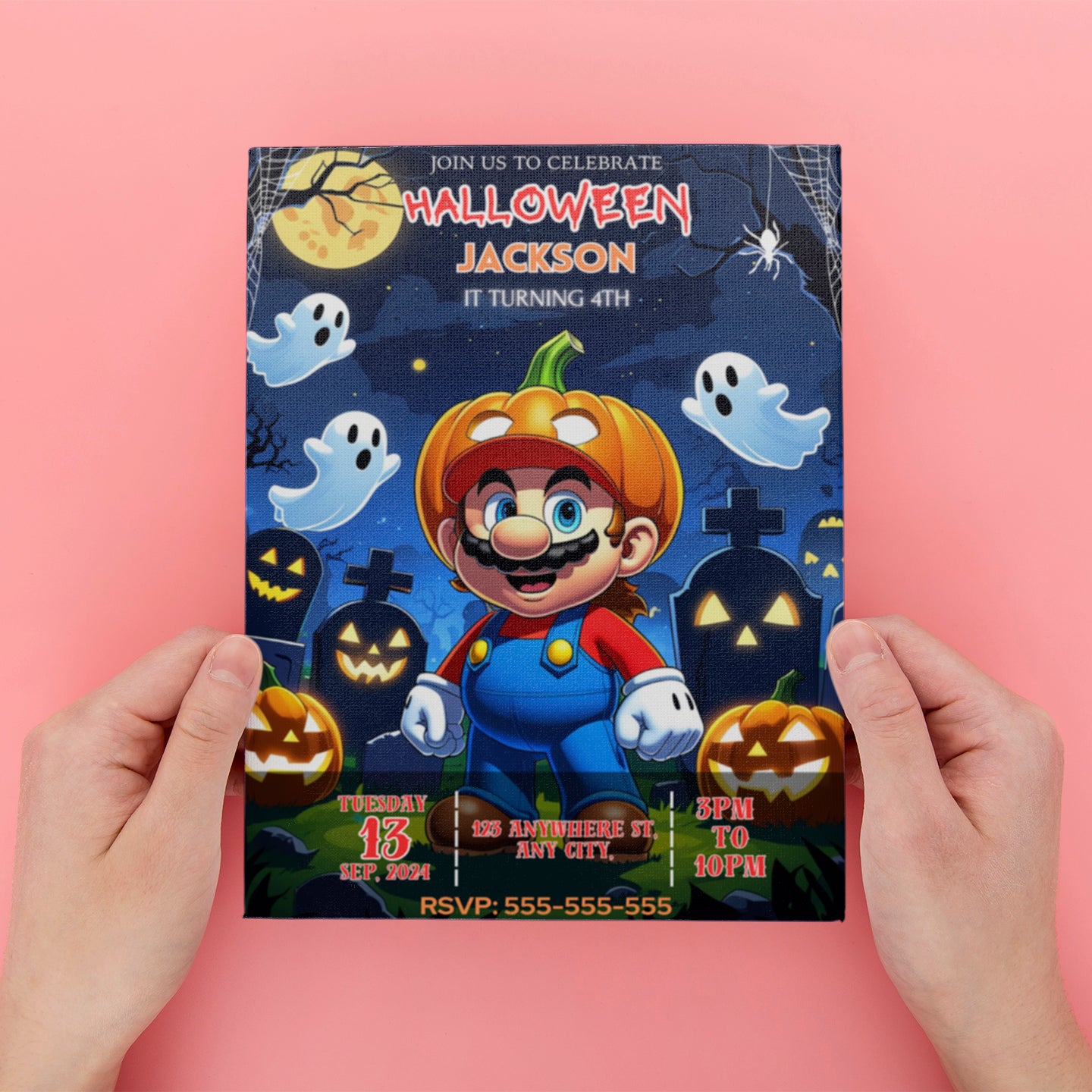 Super Mario Halloween Birthday Invitation - CreativeRino
