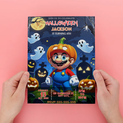 Super Mario Halloween Birthday Invitation - CreativeRino