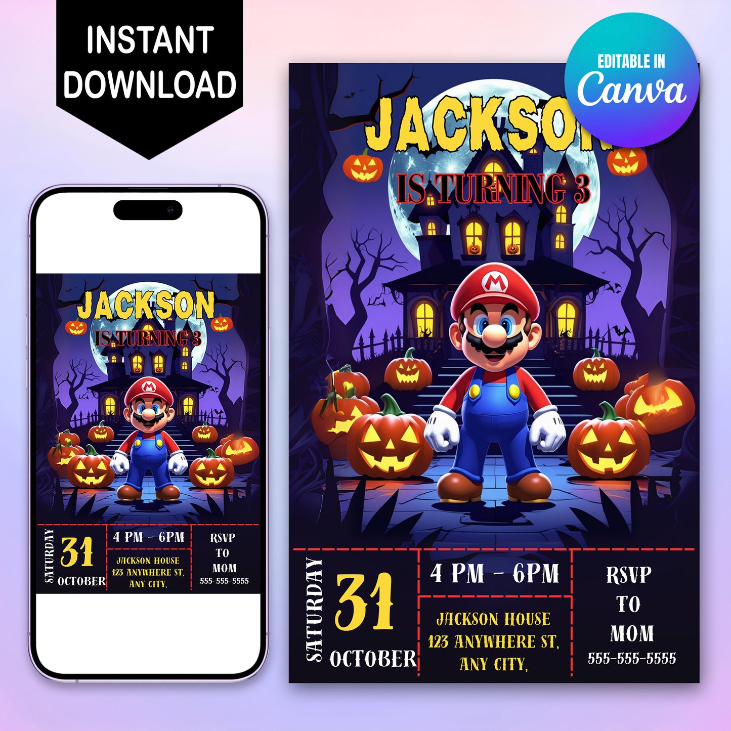 Mario Bros Halloween Invitation - CreativeRino
