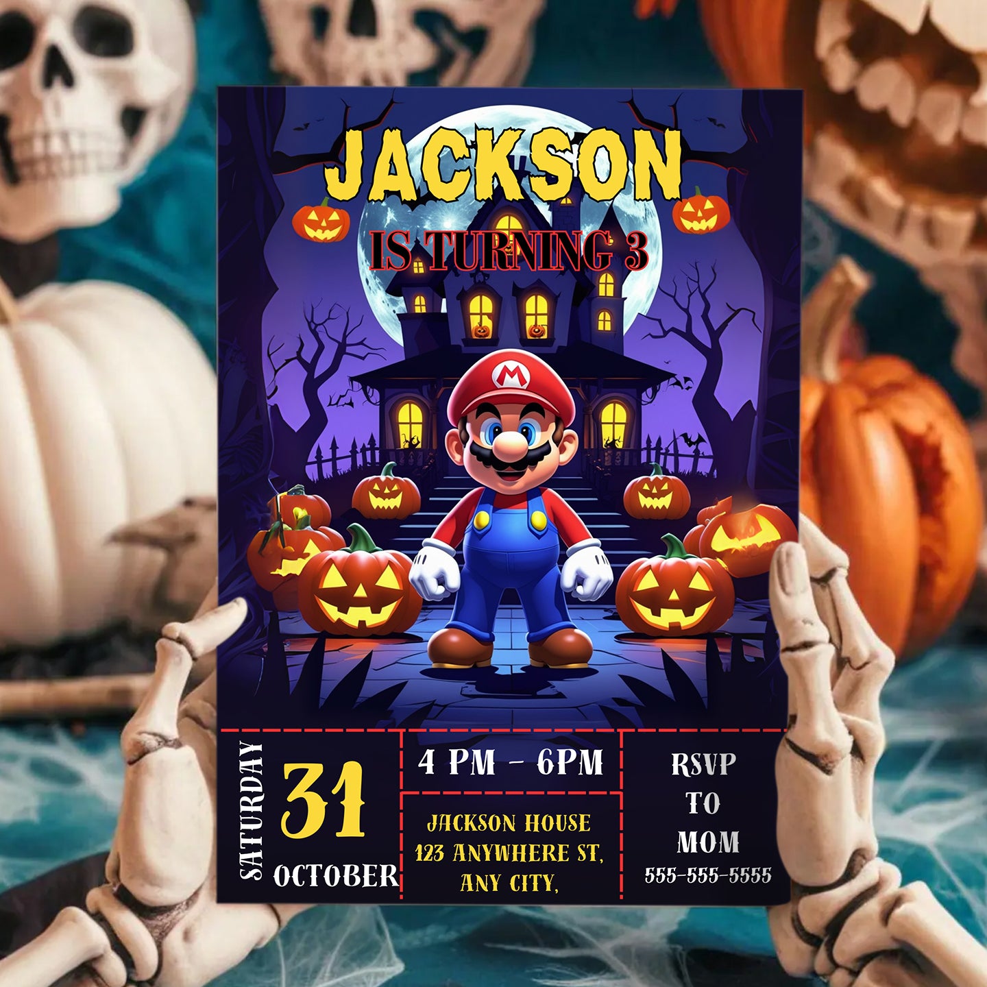 Mario Bros Halloween Invitation - CreativeRino