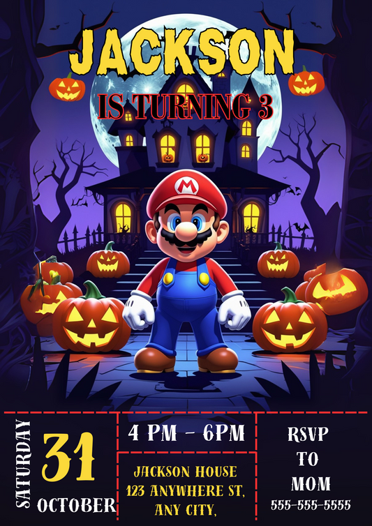 Mario Bros Halloween Invitation - CreativeRino