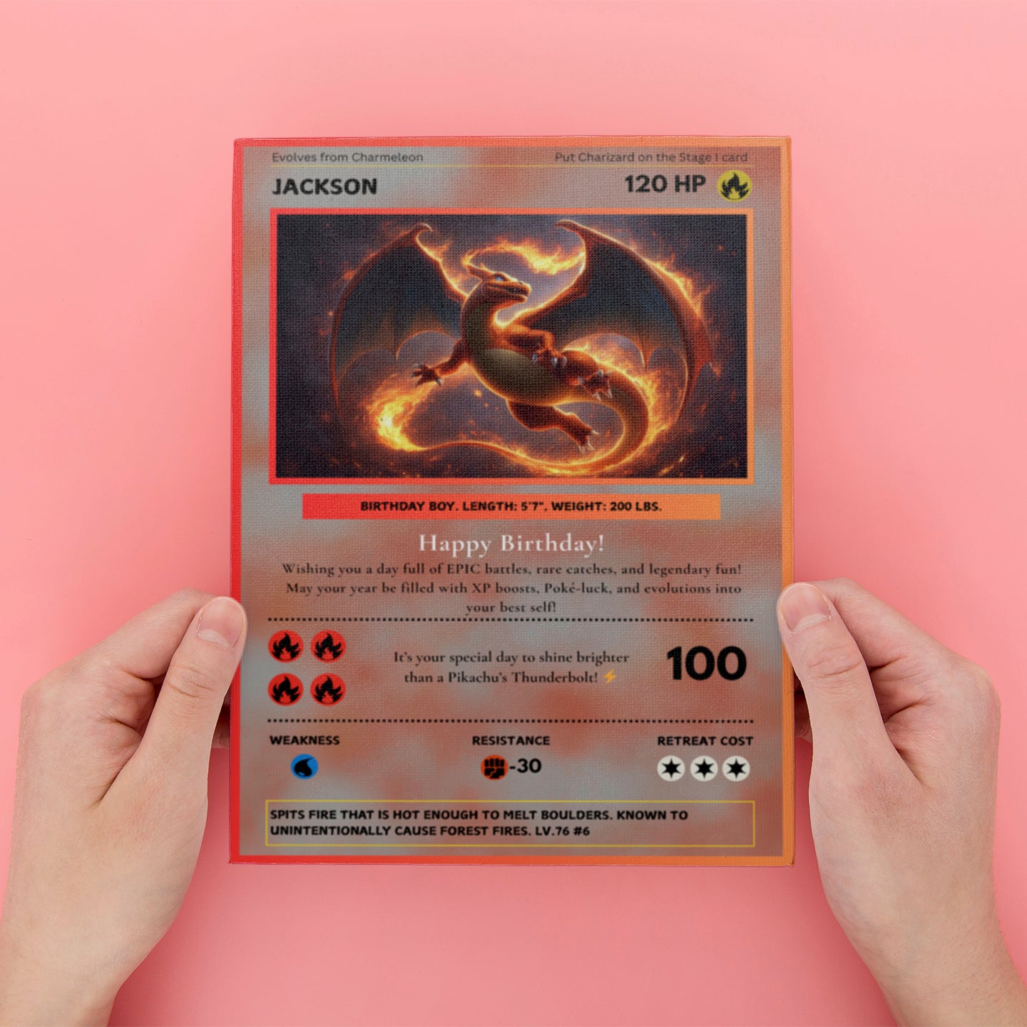 Editable Charizard Birthday Card Invitation - CreativeRino